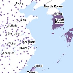 Покрытие мобильной связью в Китае, Северной и Южной Корее и на Тайване